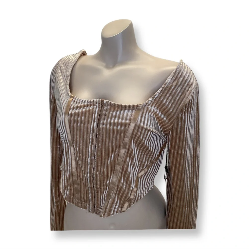 Haute Monde Velvet Long Sleeve Crop Top